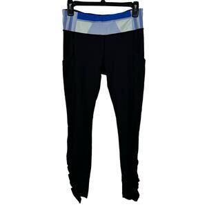Lululemon Speed Tight Black Leggings Ruched Legs Pockets Size 6